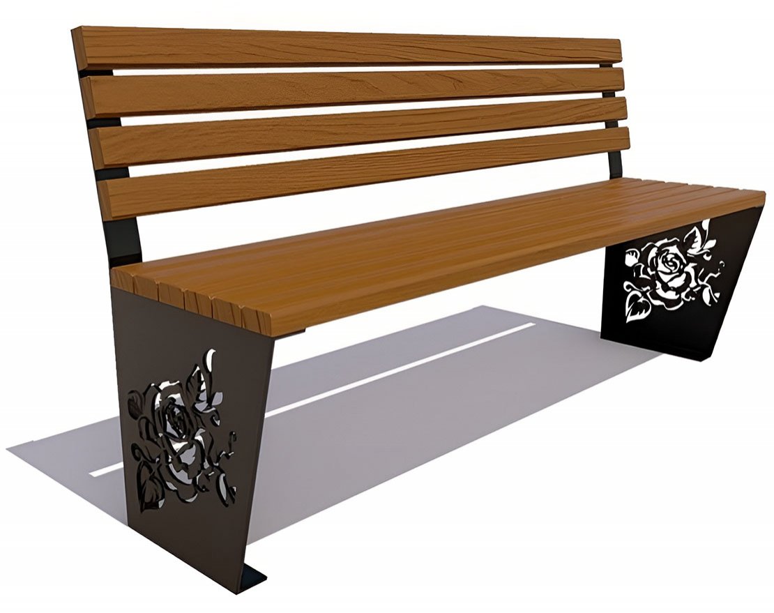Скамейка парковая Роза (без подлокотников) Лиственница - вид 4